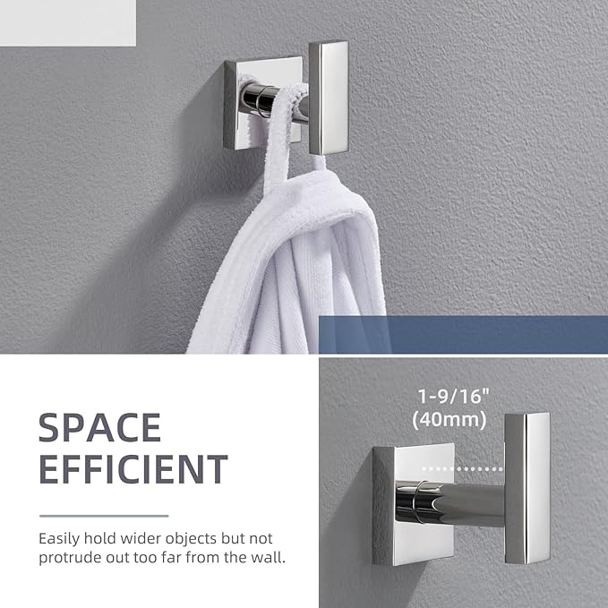 Angle Simple Towel Hook for Bathroom, SUS 304 Stainless Steel Robe Coat Hook - Image 4