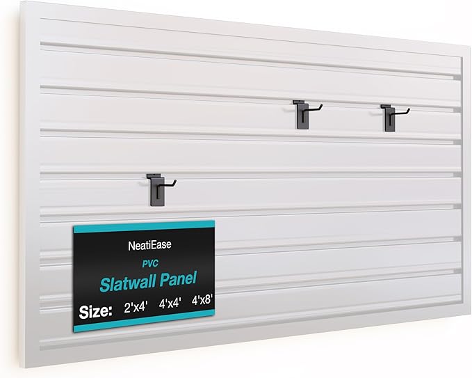 NeatiEase Slatwall Panel Wall Storage Systems, 2 x 4ft Slat Wall Paneling by NeatiEase