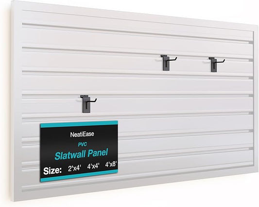 NeatiEase Slatwall Panel Wall Storage Systems, 2 x 4ft Slat Wall Paneling by NeatiEase