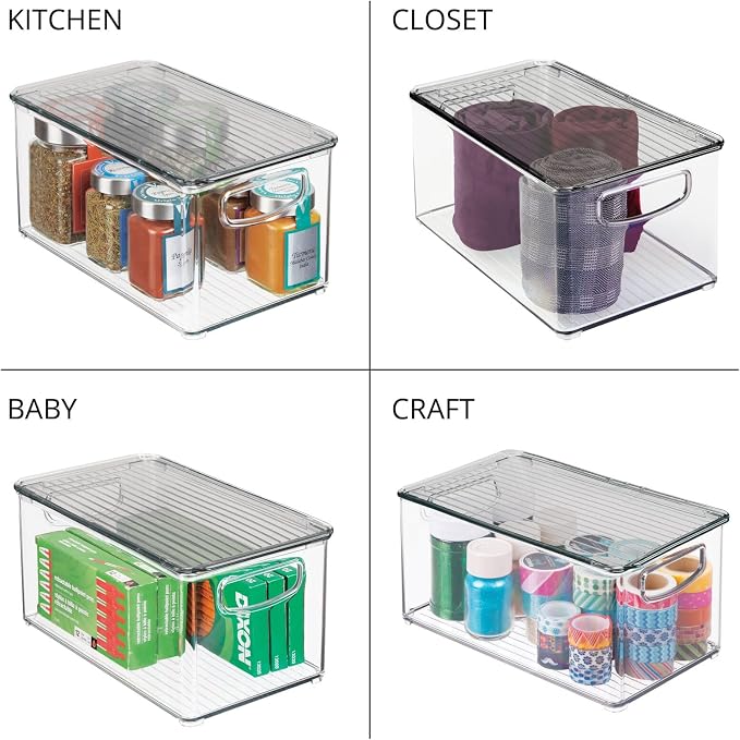 mDesign Plastic Deep Storage Bin Box Container - Image 9