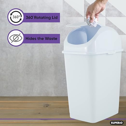 Superio Kitchen Trash Can with Swing Top Lid 9 Gallon Slim Waste Bin 37 Qt - Image 4