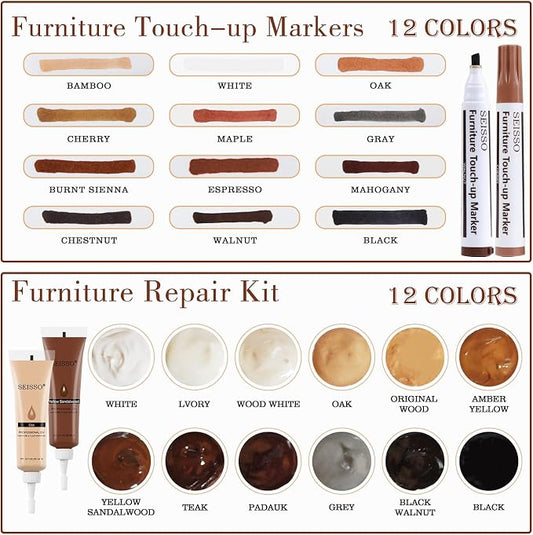 SEISSO Wood Furniture Repair Kit, Wood Filler and Touch Up Markers, - Image 2