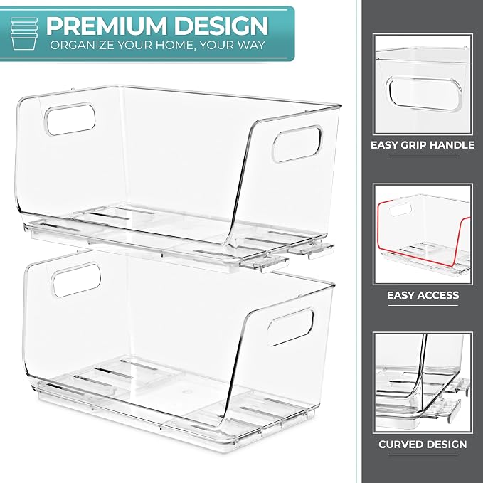 Sorbus Stackable Storage Bins Open Front - Image 4