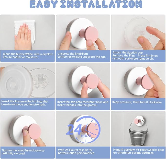 4 Pcs Suction Cup Hook for Shower，304 Stainless Steel Removable Hooks，Towel - Image 7
