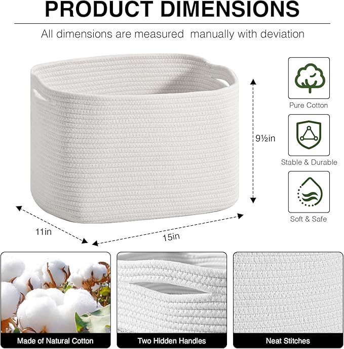 Woven Cotton Rope Storage Basket - Image 2
