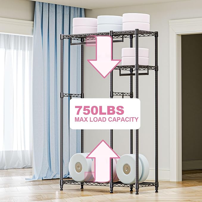 Heavy Duty Rolling Garment Rack 3 Tiers Adjustable Wire Shelving Clothes Rack - Image 4