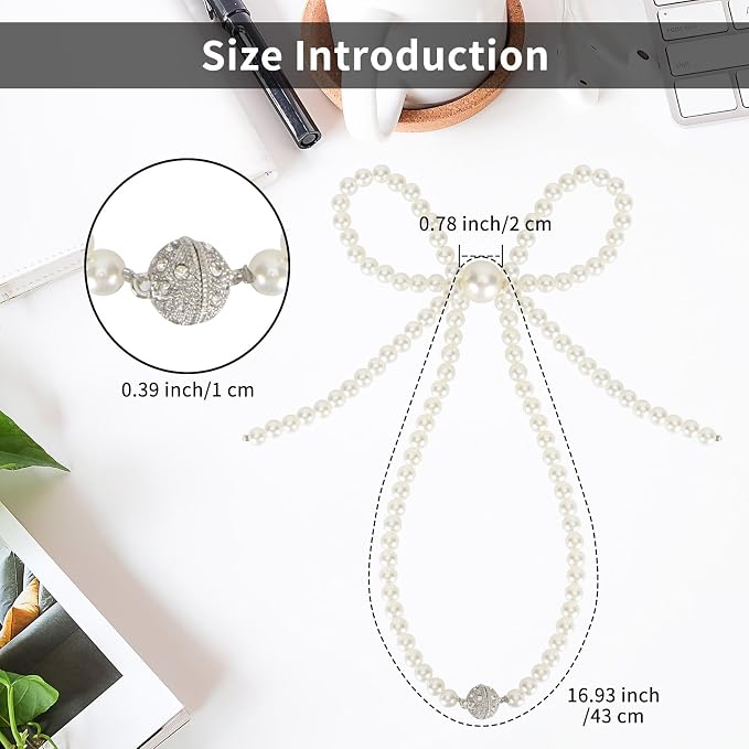 Magnetic Tiebacks for Curtains, 2 Pack Bow Pearl Curtain tiebacks Curtain - Image 7