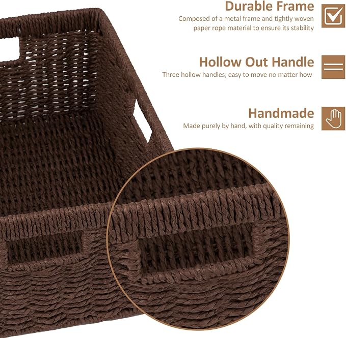 OIAHOMY Wicker Basket, Paper Shelf Basket - Image 2
