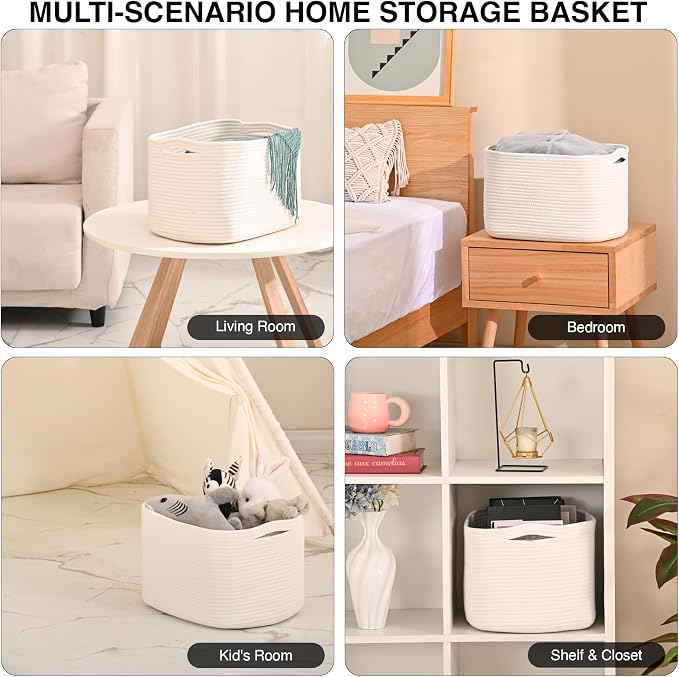 Woven Cotton Rope Storage Basket - Image 4