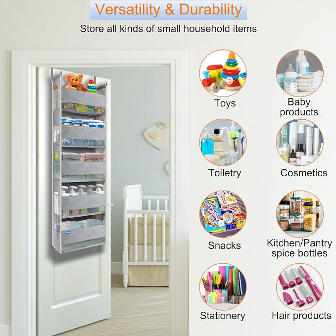 Extra Large Over The Door Organizer Storage 5-Shelves and 10 Side Pockets - Image 4