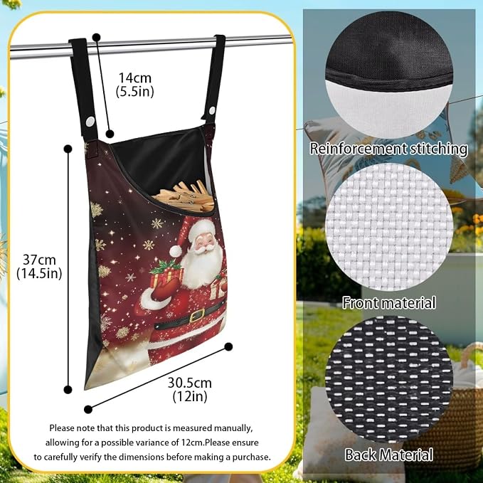 Christmas Santa Claus 2025 Waterproof Clothespin Pouch - Image 7