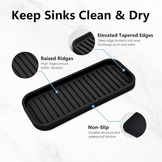 Silicone Sponge Holder Kitchen Sink Organizer Tray Dish Caddy Soap Dispenser - Image 5