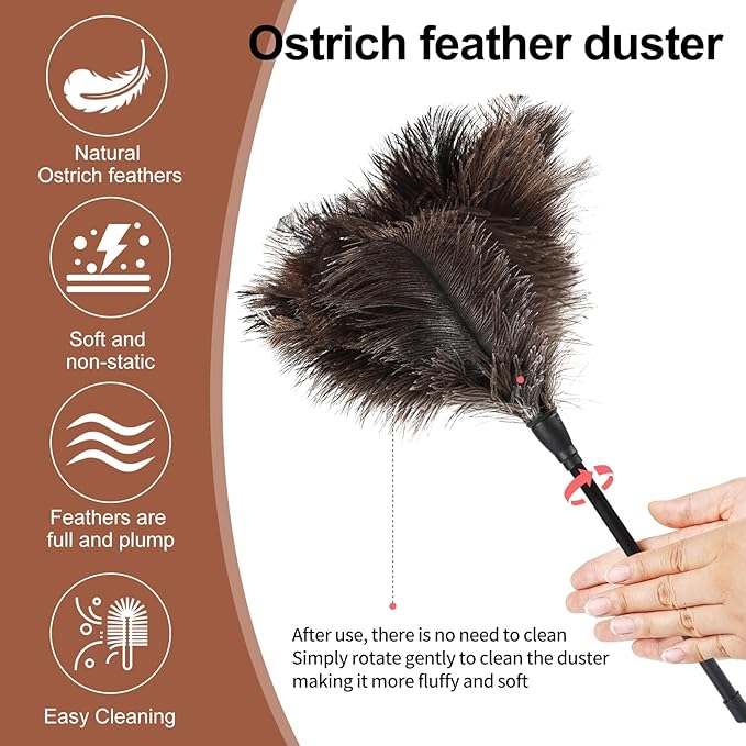 Ostrich Feather Duster-14.9 Inch Mini Natural Feathers Dusters - Image 4