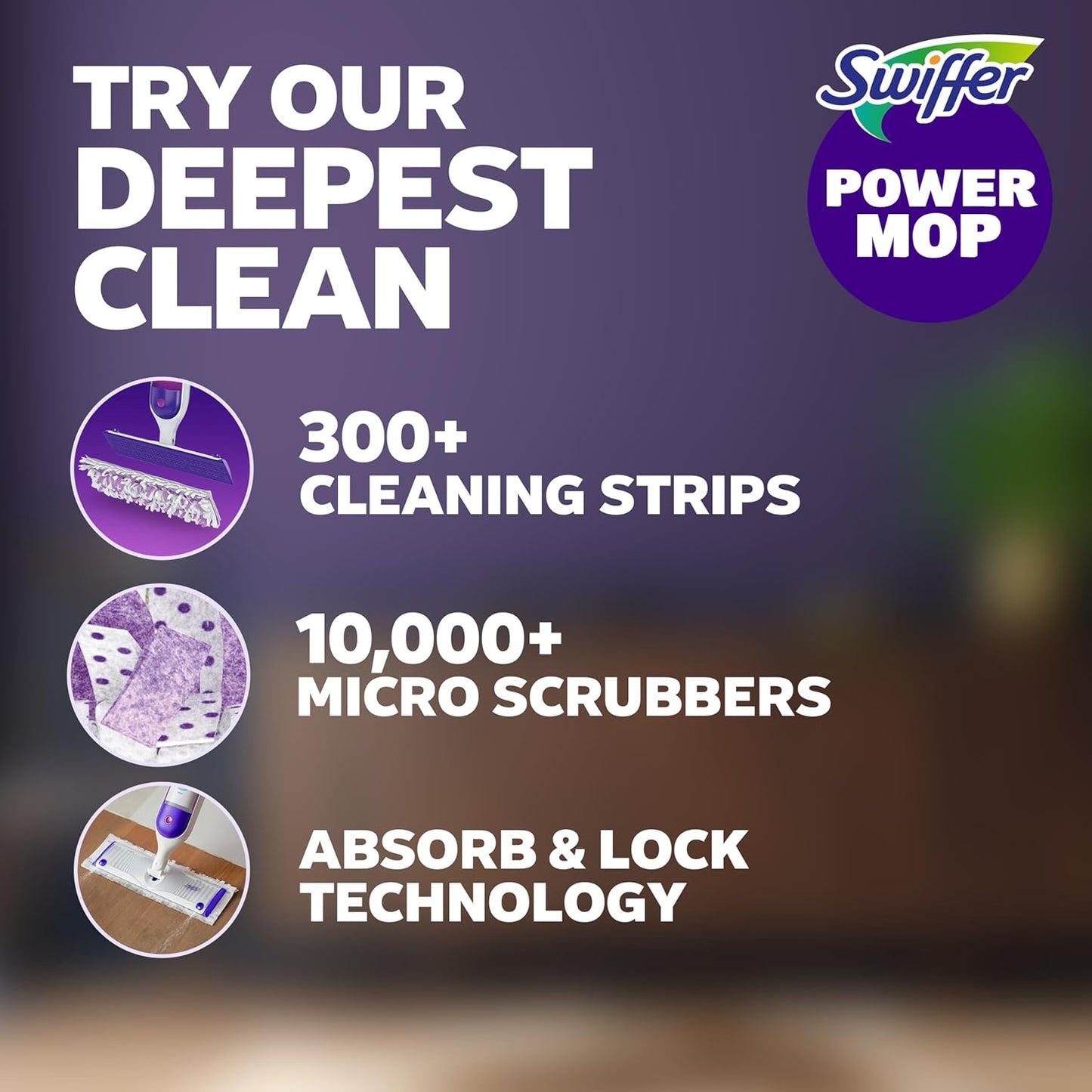 Swiffer PowerMop Multi-Surface Mopping Pad Refills for Floor Cleaning, 11 Count, White/Purple
