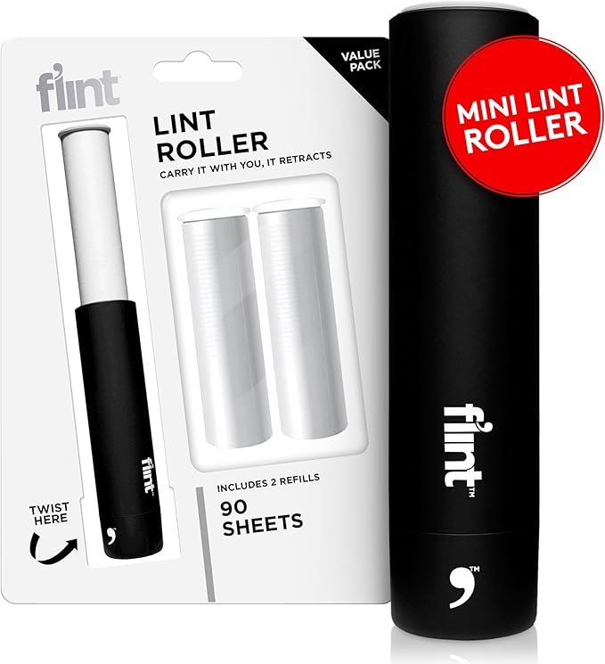 Flint Classic Black Retractable Mini Lint Roller by Flint