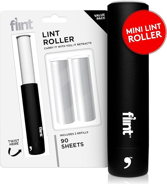 Flint Classic Black Retractable Mini Lint Roller by Flint