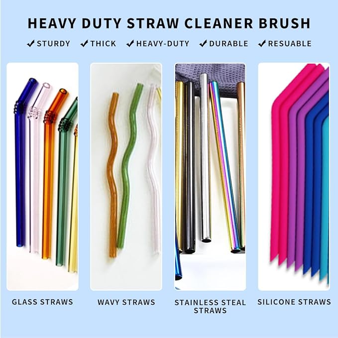 Straw Cleaner Brush Set – 10 Inch, 5 Sizes Nylon Bristles – Heavy-Duty - Image 4