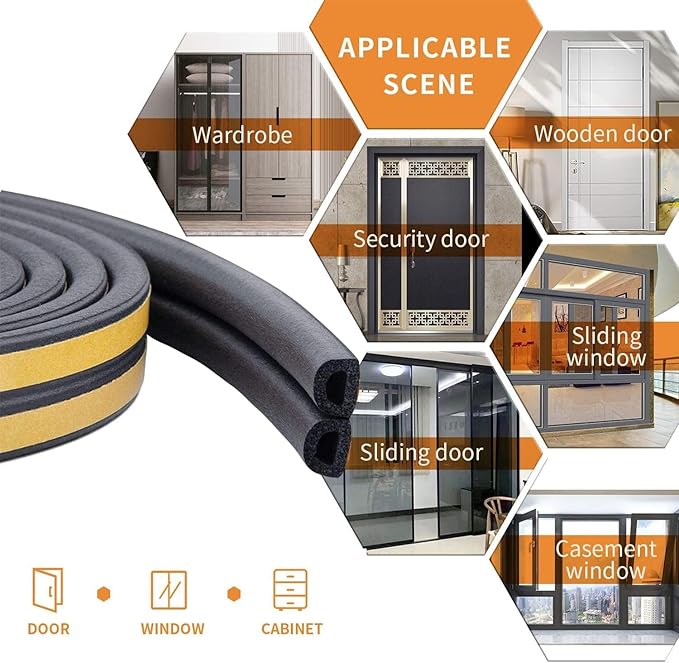Weather Stripping Seal Strip Tape, Doors Windows Frame Self Adhesive D Type - Image 6