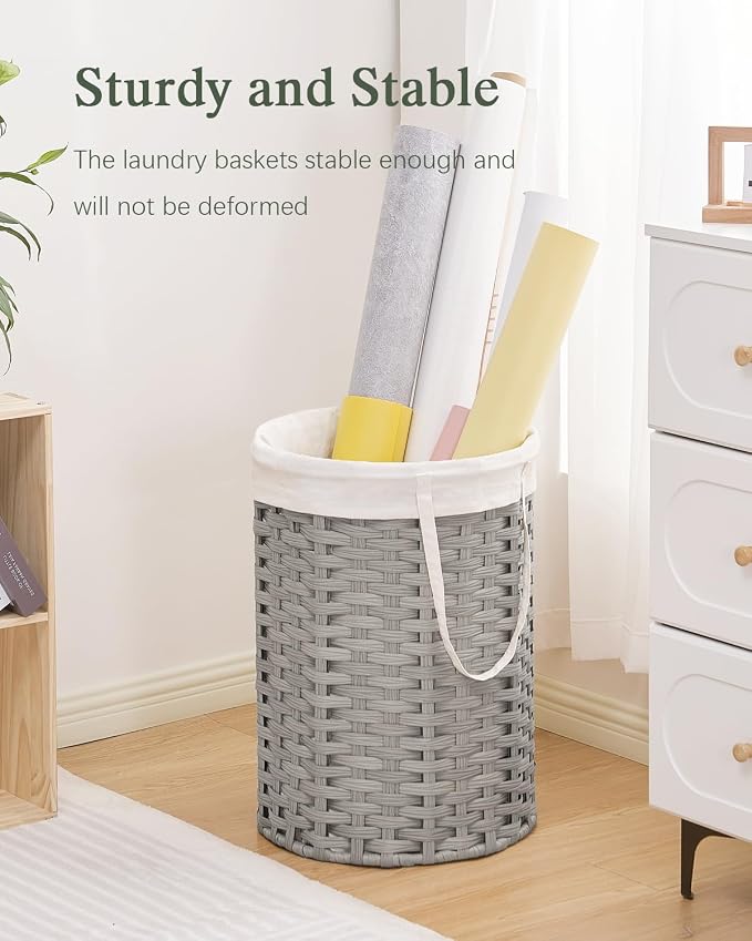 Laundry Hamper Laundry Basket Round 19.0 Gal Handwoven Rattan Laundry Basket - Image 7