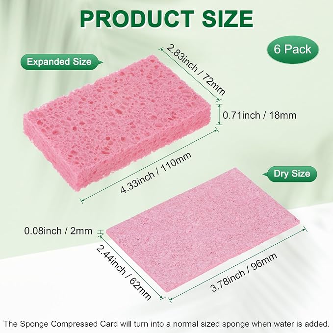 6-Pack Kitchen Sponges, Condense Eco Cellulose Non-Scratch Scrub Heavy Sponge - Image 3