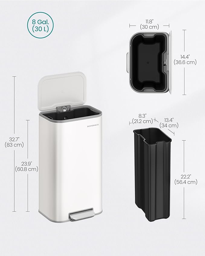 SONGMICS Kitchen Trash Can, 8-Gallon Garbage Can - Image 5