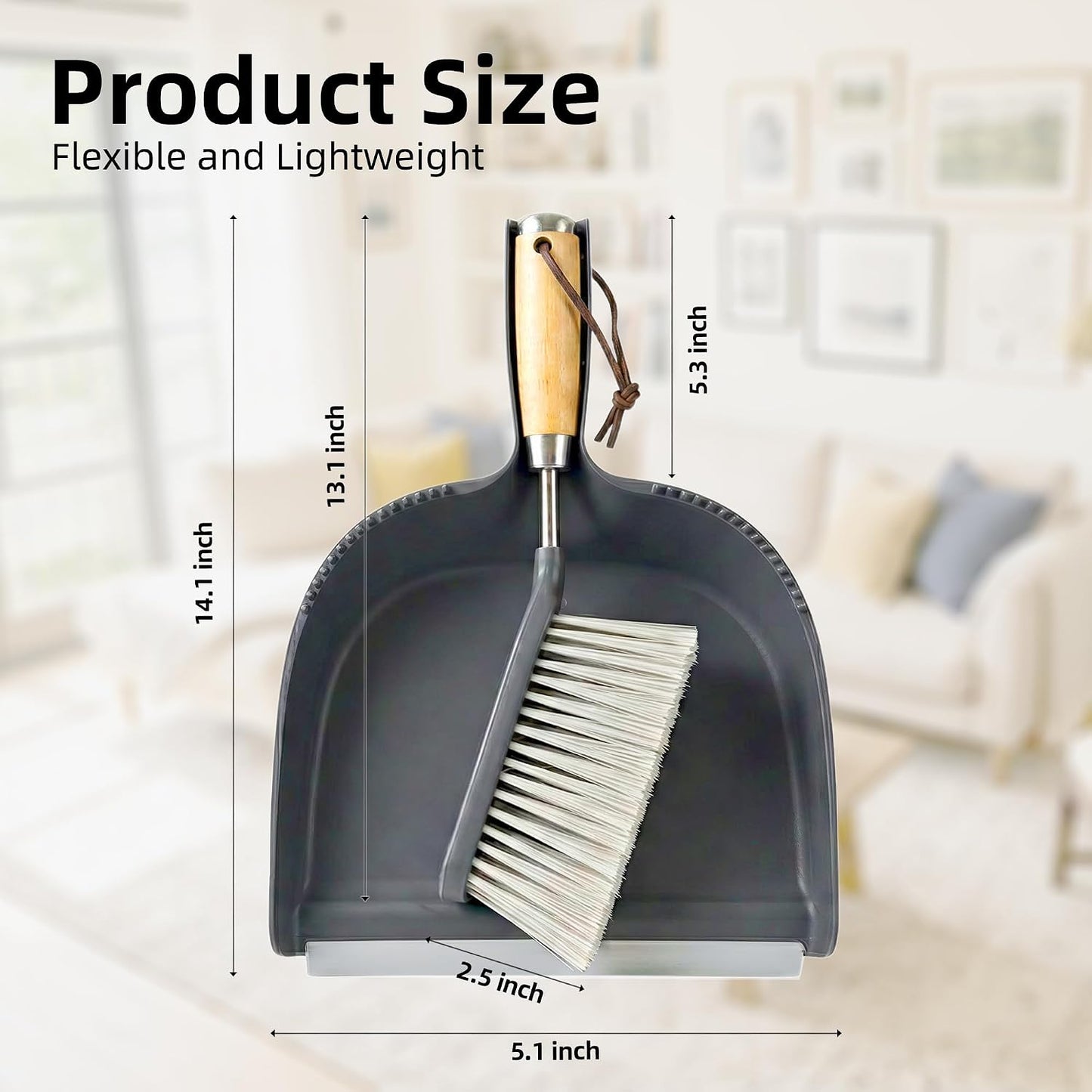 Hand Broom and Dustpan Set with Bamboo and Stainless Steel Handle, PET Bristles, Portable Cleaning Kitchen Countertops, Table Tops,Crumbs,beds,Sofas,Camping,Cars and Animal Cages