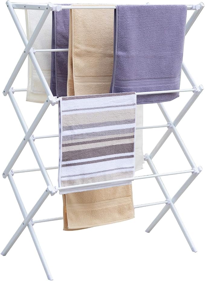 3 Tiers Foldable Clothes Drying Rack, Vertical Laundry Rack Portable and by YUBELLES
