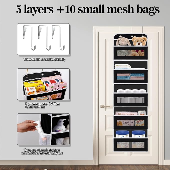 Over The Door Organizer, 5 Shelves Closet Door Hanging Organizer - Image 3