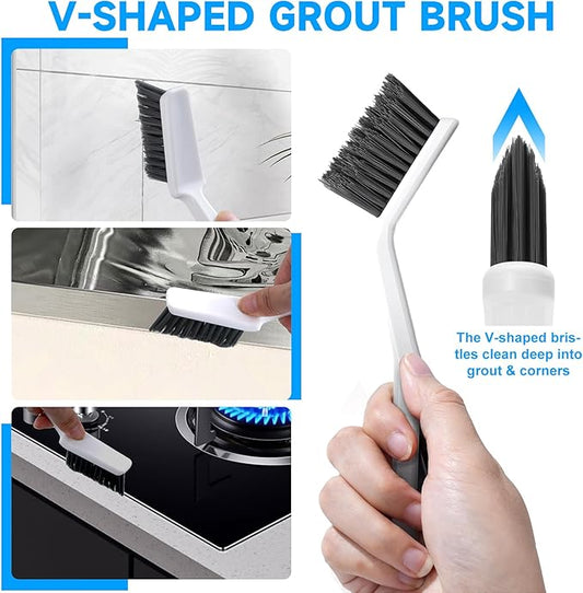 14Pcs Crevice Cleaning Brush Set, V Shape Grout Cleaner Brush - Image 2