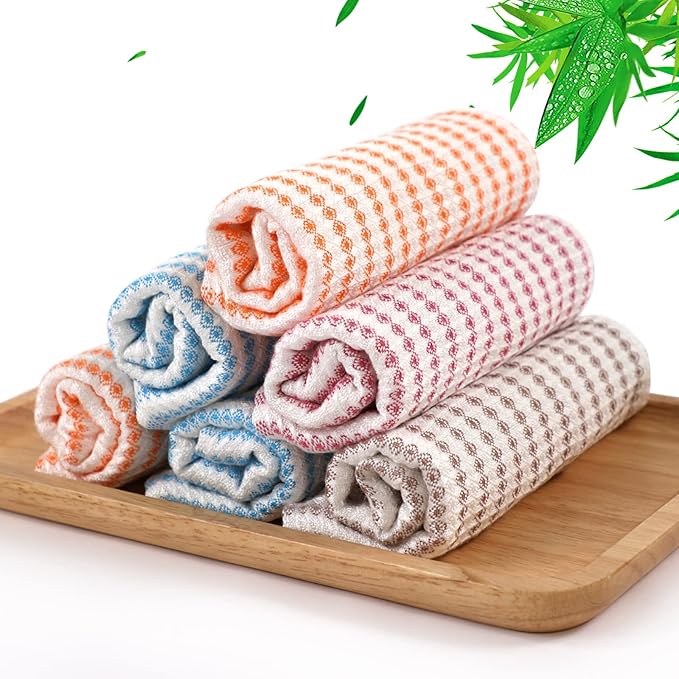 Kitchen Washcloths 6 Pack, 10x14 Inch Small Dish Cloth by Jeffsun