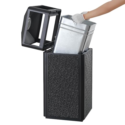 Square Waste Container with Dome Lid | Commercial Outdoor Garbage and Trash by RIGMEC