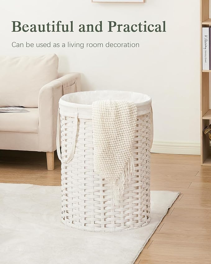 Laundry Basket Round Rattan Laundry Hamper 29.1 Gal Handwoven Large Wicker - Image 8