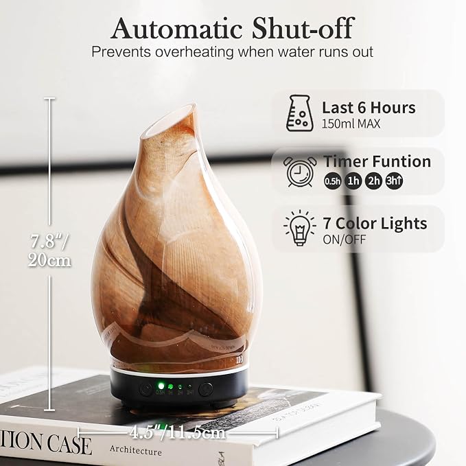 Porseme 150ml Essential Oil Diffuser Glass Color Changing Aroma Air Diffusers - Image 3