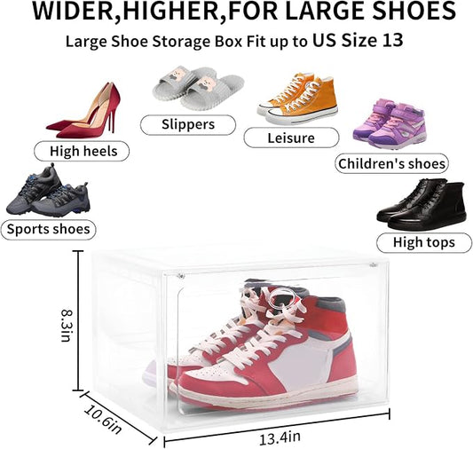 Large Shoe Boxes Clear Plastic Stackable, 8 Pack Drop Side Shoe Storage - Image 2