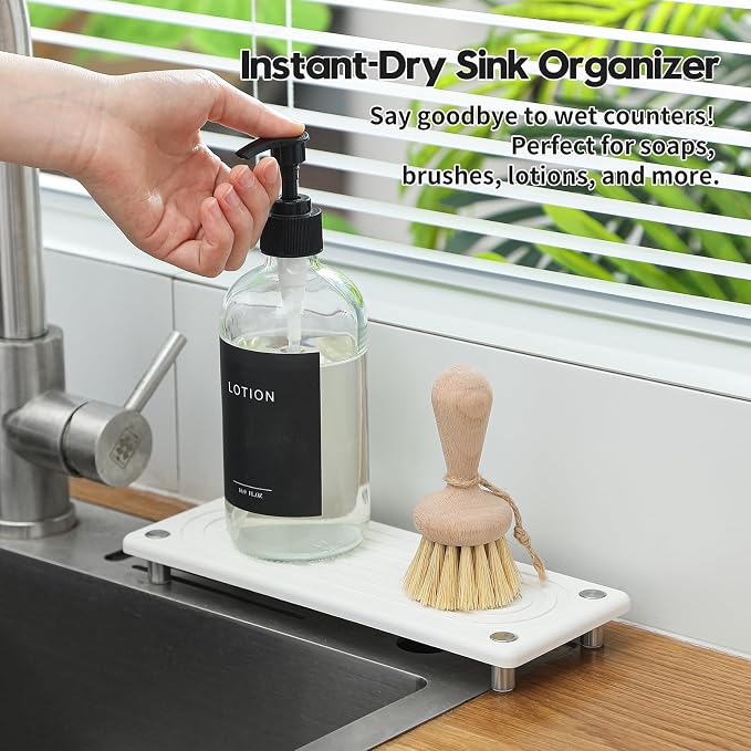 Water Absorbing Stone Sink Caddy, Diatomite Kitchen Sink Organizer, Bathroom - Image 4