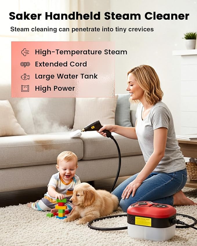 Saker Steam Cleaner for Home, 6-Level Adjustable Steamer for Cleaning, Portable - Image 9