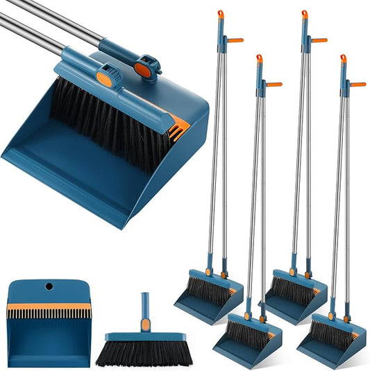 Suclain 4 Set 8 Pcs Broom and Dustpan Set 47 Inch Long Handle Brooms by Suclain