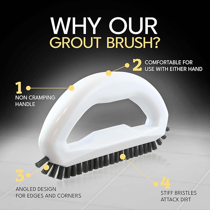 Grout Brush with Stiff Nylon Bristles, Heavy Duty Hand Grout Scrub Brush - Image 3