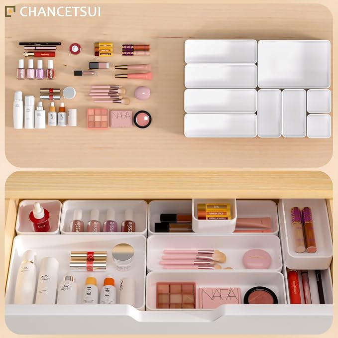 9 Pcs Stackable Drawer Organizer Trays Set, Desk Drawer Organizer Office. - Image 3