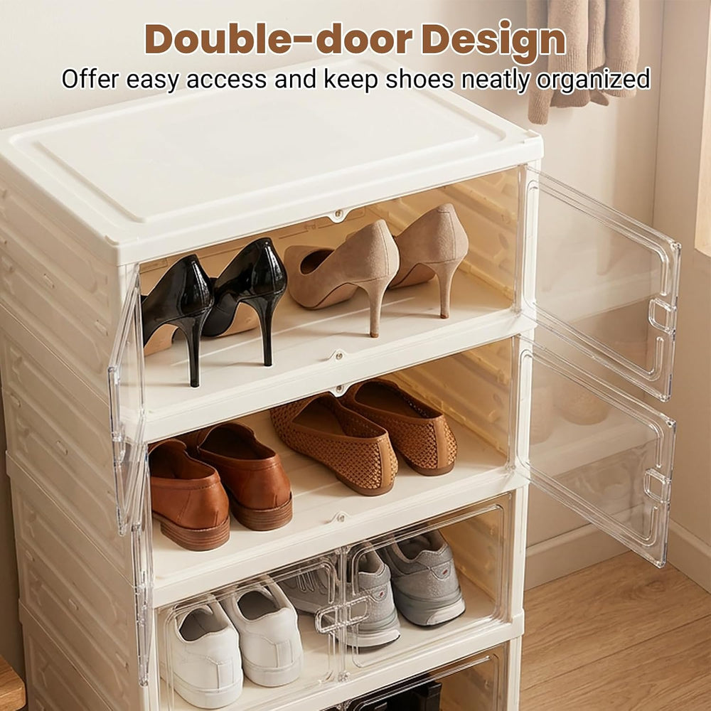 GOFLAME Foldable Shoe Rack Organizer, 6-Tier 12 Pairs Collapsible Shoe Cabine...