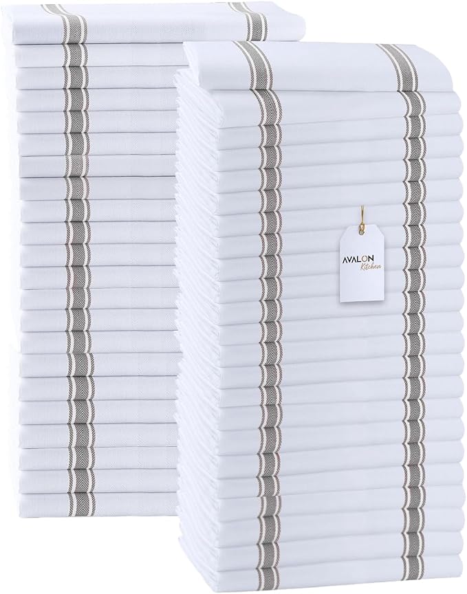 Dish Towels Set Size 15x25 Inch, 100% Cotton Soft & Absorbent Linen Kitchen by Avalon+Kitchen