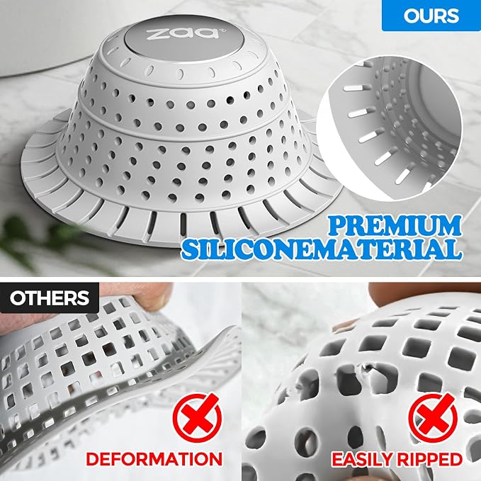 zaa Bathtub Drain Hair Catcher, Premium Silicone Collapsible 1 Pack Drain - Image 4