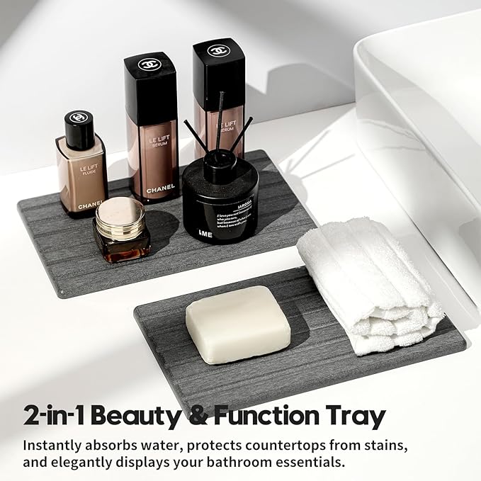 2PCS Water Absorbing Stone Drying Tray Mat - Image 5
