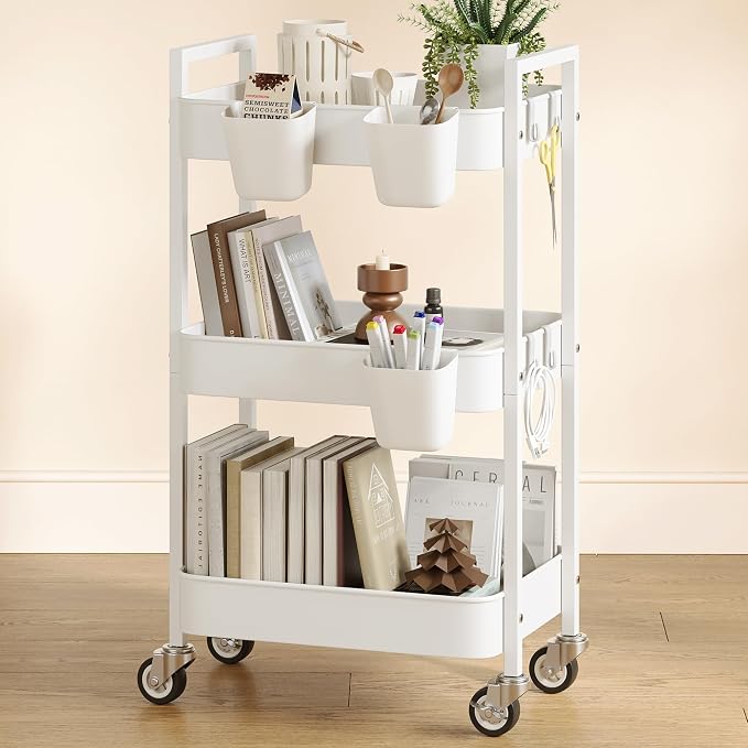 3 Tier Rolling Cart, Utility Cart by Nunsino