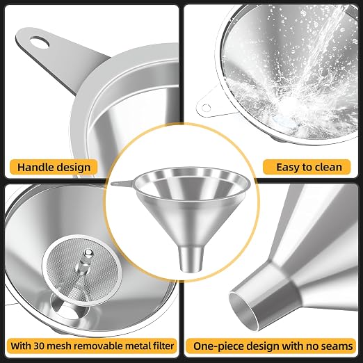 3 Pack Stainless Steel Kitchen Funnel Set, funnels - Image 2