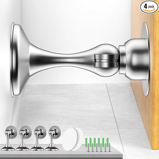 Crosize Magnetic Door Stoppers 4 Pack, Stainless Steel Door Catch by Crosize