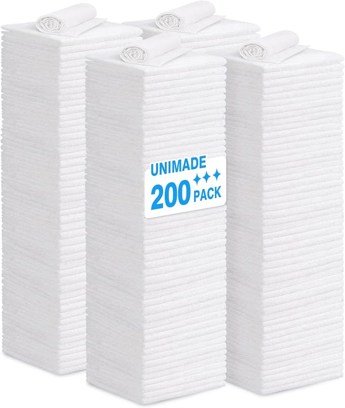 Shop Towel Rag, 200 Pack Reusable Rags Bulk Microfiber Cleaning Cloth Lint Free by Unimade