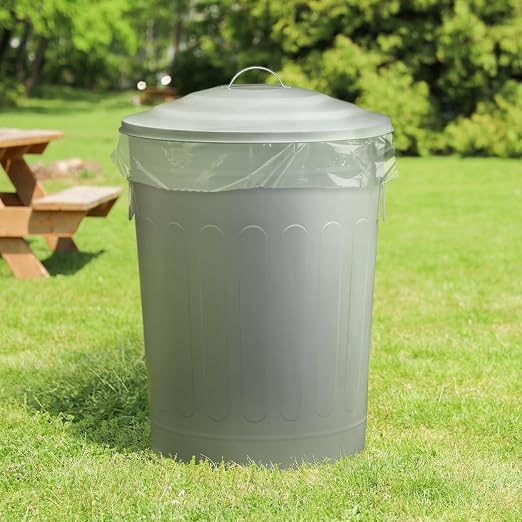 Plexon Round Trash Can 13 Gallon, Vintage Metal Outdoor Trash Can - Image 3