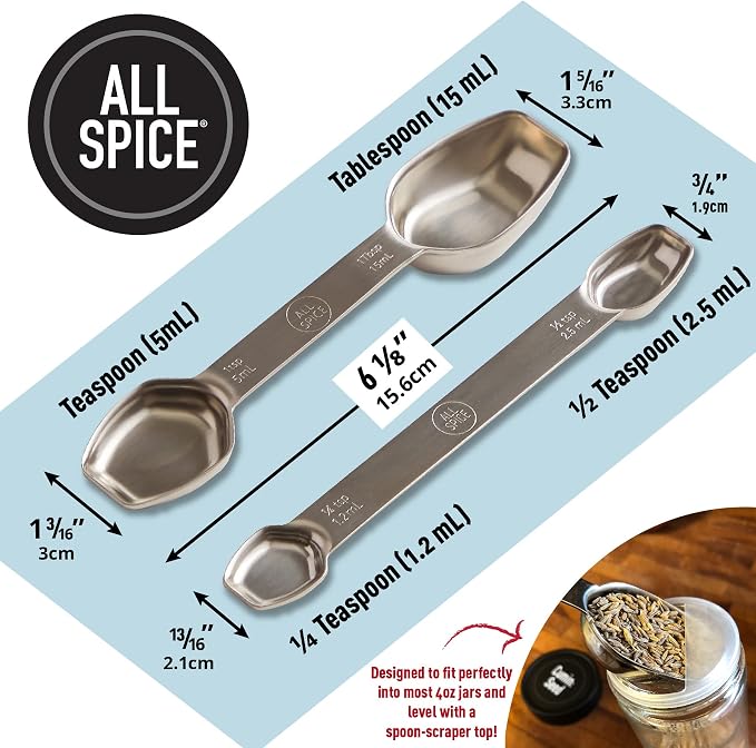 AllSpice Stainless Steel Double Sided Measuring Spoon Set - Image 2