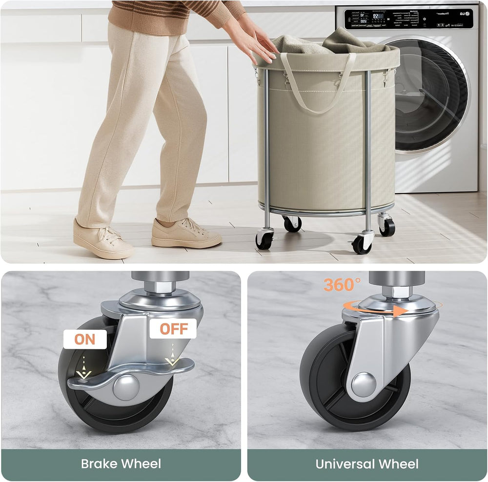 Aduanbang 170L Laundry Basket with Wheels, Rolling Hamper with Removable Bag ...